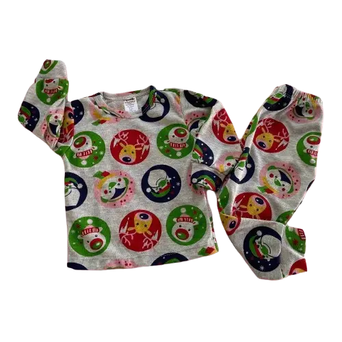 PIJAMA DOS PIEZAS GRIS CÍRCULOS