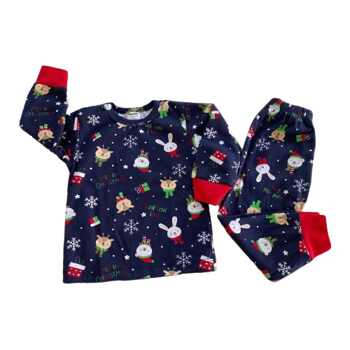 PIJAMA DOS PIEZAS AZUL NAVIDAD